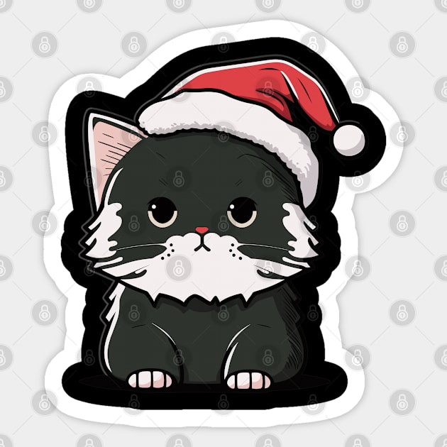 Cute Ugly Christmas Cat Gift Funny Cat Christmas Sticker by KsuAnn